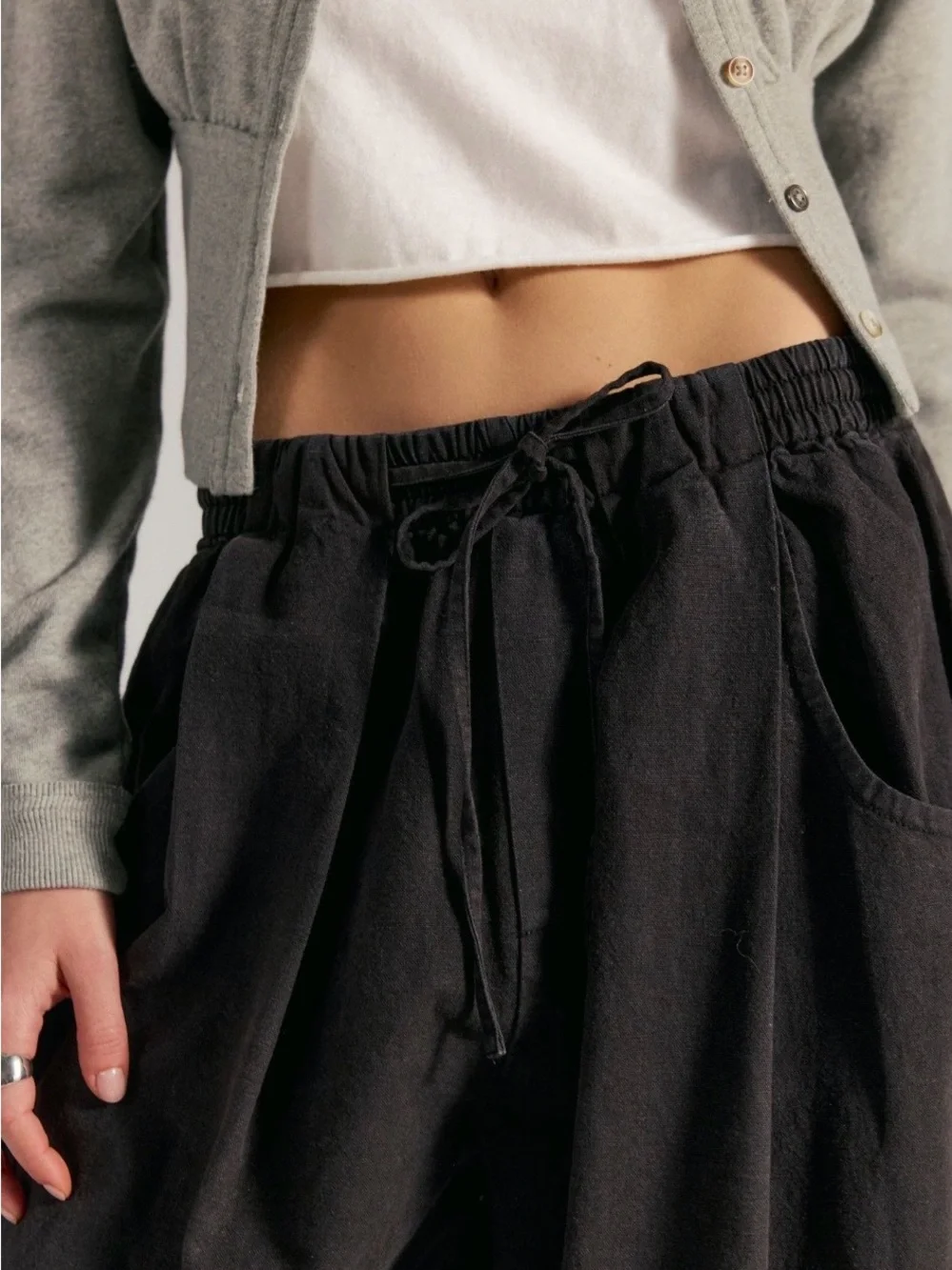 Free People Wide Leg Pants in Black